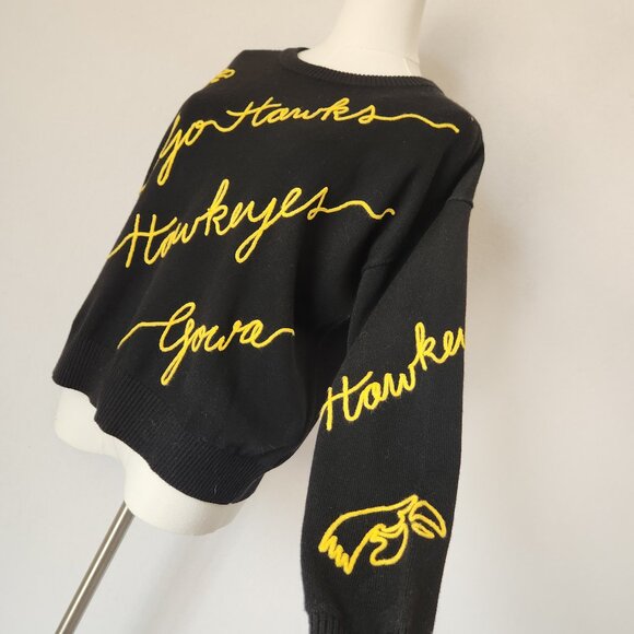NEW Kadyluxe Iowa Hawkeyes Embroidered Love Letter Sweater Wool Blend - Picture 7 of 14
